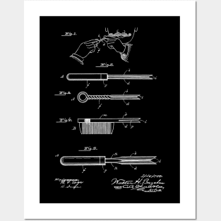 Curling Tongs Vintage Patent Hand Drawing Posters and Art